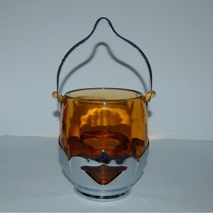 Vintage 1932 Farber Bros Amber Glass Ice Bucket with Handle Art Deco Style